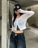 [U-BASIC] Summer snap button see-through cardigan