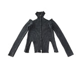 Ribbed Cut Knit Zipup