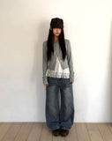 Mien Round Button Long Sleeve Cardigan