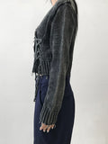 PIG EYELET DAMAGE CARDIGAN