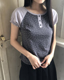 Pori Star Printing Raglan Puff Short Sleeve T-Shirt