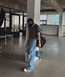 Piece Damaged Wide Denim Pants