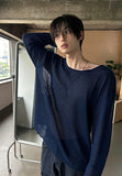 See-through wide neck knit