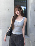 Mue Button Ribbed Sleeveless