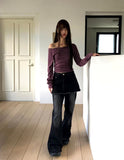 Leza Striped Off-Shoulder Long-Sleeve T-Shirt