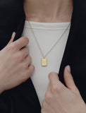 [Premium Plating] Volume Square AB TAG Necklace