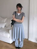 [MADE/Skirt+Pants SET] Forin Bootcut Pants Unbalance Shirring Flare Layered Skirt