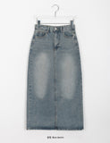 Coran washed denim long skirt