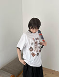[unisex] Sosense Cat Print Color Matching Over Short Sleeve Tee