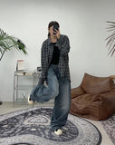 Per pintuck wide denim pants