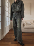 Desub washed wide denim pants