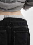 Band-layered low denim pants