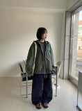 [unisex] Konite glossy string over hood wind jacket