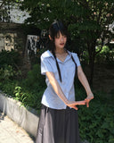 Tapee stripe ribbon strap pocket shirt