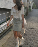 Kiyo Light Blue Mini Skirt