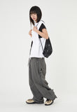 Work incision rivet nylon wide pants
