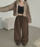 Two-Way Thick Brushed Cut Jogger Wide Banding Pants