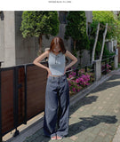 Cooling Tencel Cut Summer Banding Thin Wide Denim Pants