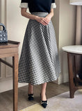 Balieu check flare long skirt