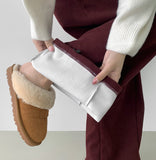 Thick Brushed Chestnut Folding Corduroy Wide Two-Way Banding Pants