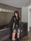 Denji unbalanced denim mini skirt