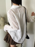 Rossop stripe line see-through long sleeve shirt