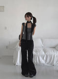 T-Shion Rivet Pocket Banding Bootcut Pants