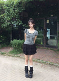 Lying Lace Tiered Banding Mini Skirt
