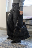 Flower patch leather shoulder bag