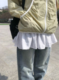 Pita Color Matching Shirring Windbreaker Hood Zip-Up
