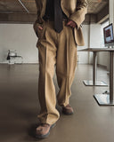 Mauve Wool Half-Banding Wide Slacks