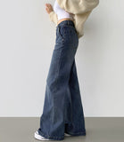 Loose Wide Bootcut Fit Banding Span Denim Pants