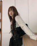 Ritu Button Crewneck Fur Cardigan