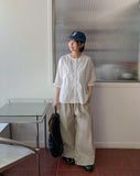 Kiken Shirring Round Short Sleeve Blouse