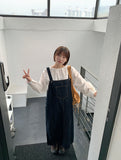 Shoine Pocket Denim Suspenders Long One Piece