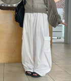 Mitu Summer Check Color Matching Cargo Wide Pants