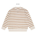 Fuzz Stripe Henley Neck Knit
