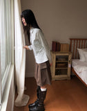 [MADE] Hupi Pin Tuck Button V-Neck Collar Long Sleeve Shirt