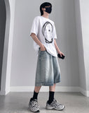 Milk Washing Bermuda Denim Pants