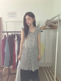 Use Check Puff Shirring Layered One Piece