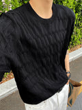 Cable knit short sleeve round ver