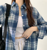 Soft check loose fit long sleeve shirt