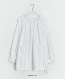 Hudin U-neck Cotton Pocket Blouse
