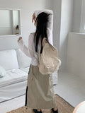 Rachel String Color Nylon Banding Pocket Cargo Long Skirt