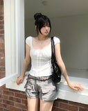Roen Punching Flower Puff Short Sleeve