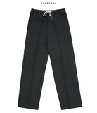 Linen semi-wide banding pants