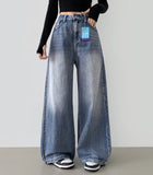 Hem Snap Four-Season Banding Long Wide Denim Pants