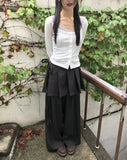 Giru Ribbon Lace Punching Long-Sleeve Cardigan