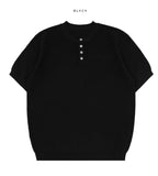 Viscose Henley Neck Short Sleeve Knit