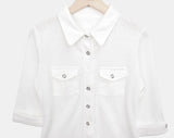 Daen Pocket Button Collar Three Quarter T-shirt